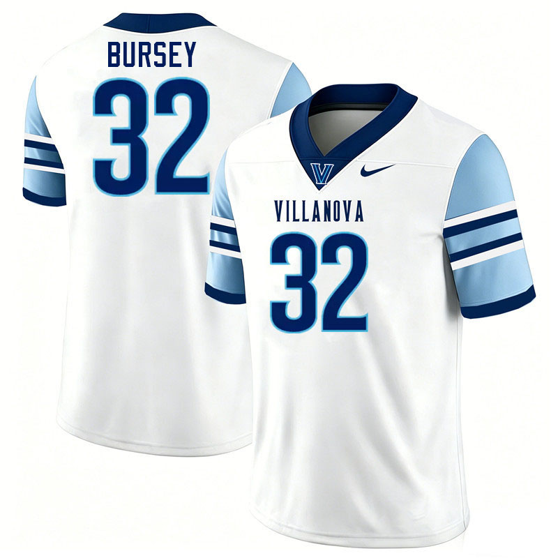 Villanova Wildcats #32 Omari Bursey College Football Jerseys,Uniforms-White